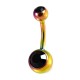 Piercing Ombligo Acero 316L Anodizado Multicolor Dos Strass Negros