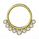 Daith-Piercing Clicker Eloxiert Golden Scharnier 9 Strass Wei&szlig;e