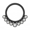 Daith-Piercing Clicker Eloxiert Schwarz Scharnier 9 Strass Wei&szlig;e