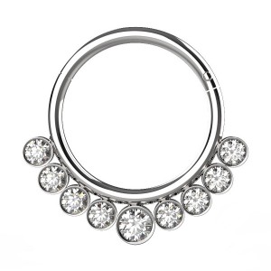 Daith-Piercing Clicker Metallisiert Scharnier 9 Strass Weiße