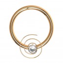 Daith-Piercing Clicker Eloxiert Golden Rosa Wirbel Strass Wei&szlig;