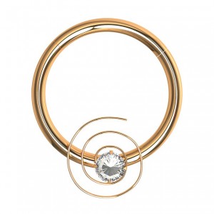 Daith-Piercing Clicker Eloxiert Golden Rosa Wirbel Strass Wei&szlig;