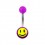 Transparent Purple Acrylic Navel Belly Button Ring w/ Smiley