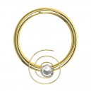Daith-Piercing Clicker Eloxiert Golden Wirbel Strass Wei&szlig;