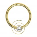 White Strass Swirl Golden Anodized Daith Clicker Segment Ring