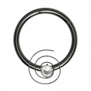 Daith-Piercing Clicker Eloxiert Schwarz Wirbel Strass Wei&szlig;
