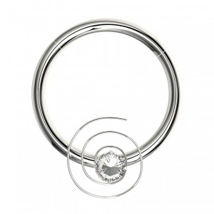 Daith-Piercing Clicker Metallisiert Wirbel Strass Wei&szlig;