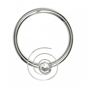 Piercing Daith Clicker Metálico Torbellino Strass Blanco