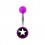 Transparent Purple Acrylic Navel Belly Button Ring w/ White Star