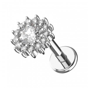 Knorpel-Piercing Stahl 316L Große Blume Weiße Strasssteine Metallisiert