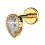 Helix-Piercing Stahl 316L Golden Gro&szlig;er Tropfen Strass Wei&szlig;