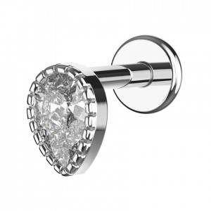 Piercing Hélix Acier 316L Métallisé Grosse Goutte Strass Blanc