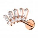 Piercing Hélix Acero 316L Oro Rosa Abanico Strass Baguette Blanco