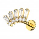 Baguette White Strass Hand Fan Golden 316L Steel Helix Piercing