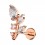 Helix-Piercing Stahl 316L Gold Rosa Zweig 5 Bl&auml;tter Strass Wei&szlig;