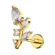 Helix-Piercing Stahl 316L Golden Zweig 5 Bl&auml;tter Strass Wei&szlig;