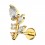 Helix-Piercing Stahl 316L Golden Zweig 5 Bl&auml;tter Strass Wei&szlig;