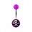 Transparent Purple Acrylic Navel Belly Button Ring w/ Skull