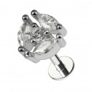 Helix-Piercing Stahl 316L Metallisiert Rad 3 Strass Marquise Wei&szlig;