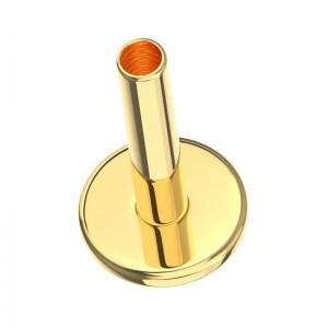 Barra Piercing Stud Hilo Interno Plata 925 Chapado Oro Amarillo