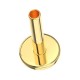 Barra Piercing Stud Hilo Interno Plata 925 Chapado Oro Amarillo