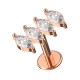 Helix-Piercing Stahl 316L Gold Rosa Parallel 4 Strass Marquise Weiß