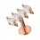 Helix-Piercing Stahl 316L Gold Rosa Parallel 4 Strass Marquise Wei&szlig;