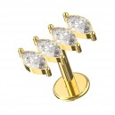 Helix-Piercing Stahl 316L Golden Parallel 4 Strass Marquise Weiß