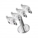 Piercing Helix Stahl 316L Metallisiert Parallel 4 Strass Marquise Weiß