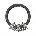 Daith-Piercing Clicker Eloxiert Schwarz 3 Strass Marquise Wei&szlig;