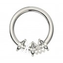 Daith-Piercing Clicker Metallisiert 3 Strass Marquise Wei&szlig;