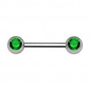 Nipple-Piercing Chirurgenstahl 316L Zwei Strass Dunkelgrün