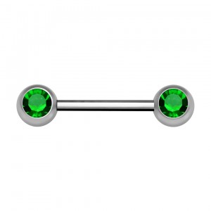 Nipple-Piercing Chirurgenstahl 316L Zwei Strass Dunkelgrün