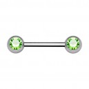 Nipple-Piercing Chirurgenstahl 316L Zwei Strass Hellgrün