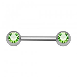 Nipple-Piercing Chirurgenstahl 316L Zwei Strass Hellgr&uuml;n
