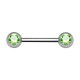 Piercing Pezón Acero Quirúrgico 316L Dos Strass Verde Claro