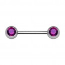 Nipple-Piercing Chirurgenstahl 316L Zwei Strass Lila