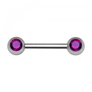 Nipple-Piercing Chirurgenstahl 316L Zwei Strass Lila
