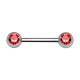 Piercing Pezón Acero Quirúrgico 316L Dos Strass Rojo