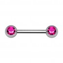 Nipple-Piercing Chirurgenstahl 316L Zwei Strass Dunkelrosa