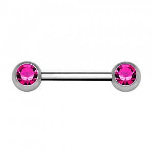 Nipple-Piercing Chirurgenstahl 316L Zwei Strass Dunkelrosa