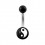 Black Acrylic Navel Belly Button Ring w/ Yin and Yang