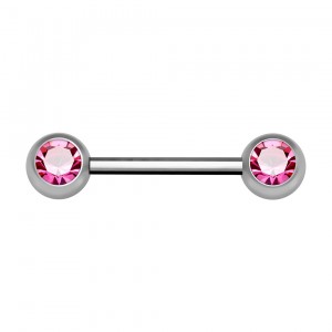 Nipple-Piercing Chirurgenstahl 316L Zwei Strass Hellrosa