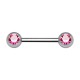 Brustpiercing Chirurgenstahl 316L Zwei Strass Hellrosa
