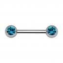 Nipple-Piercing Chirurgenstahl 316L Zwei Strass Türkis
