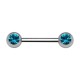 Brustpiercing Chirurgenstahl 316L Zwei Strass Türkis