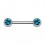 Nipple-Piercing Chirurgenstahl 316L Zwei Strass T&uuml;rkis