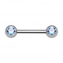 Nipple-Piercing Chirurgenstahl 316L Zwei Strass Hellblau