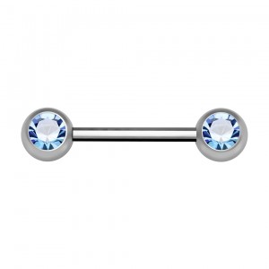 Nipple-Piercing Chirurgenstahl 316L Zwei Strass Hellblau