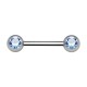 Brustpiercing Chirurgenstahl 316L Zwei Strass Hellblau